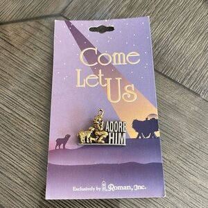 Roman, Inc 2000 Come Let Us Adore Him Religious Pin Shepard & Sheep